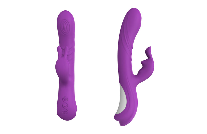The Pleasure Co Wonderland Magical Rabbit in purple: silicone rabbit vibrator shown from the front and the side