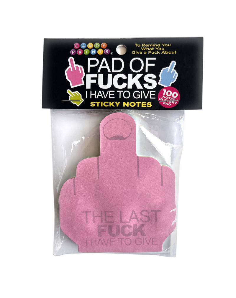 Little Genie Candy Prints Pad of Fucks I Have to Give: 100 pink middle finger sticky notes. The last fuck I have to give