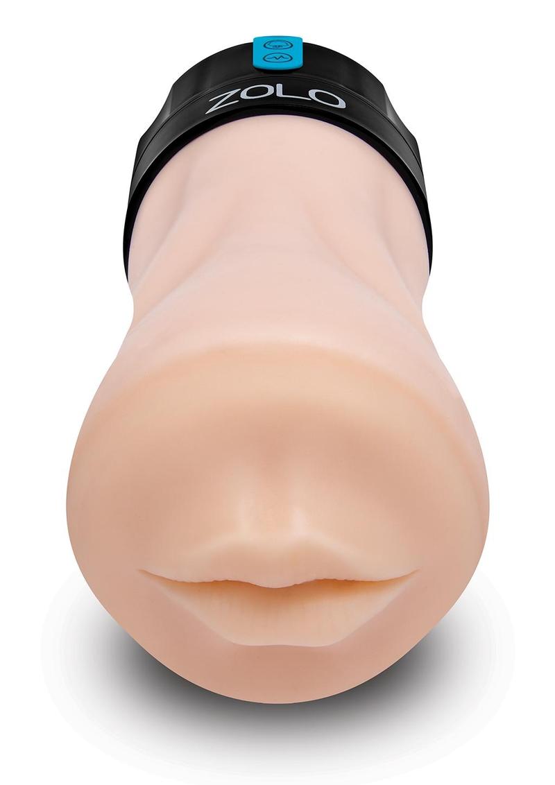 Zolo Gawk Gawk Blowbot: sucking and vibrating mouth masturbator with a flesh-tone lips opening and black Zolo cap