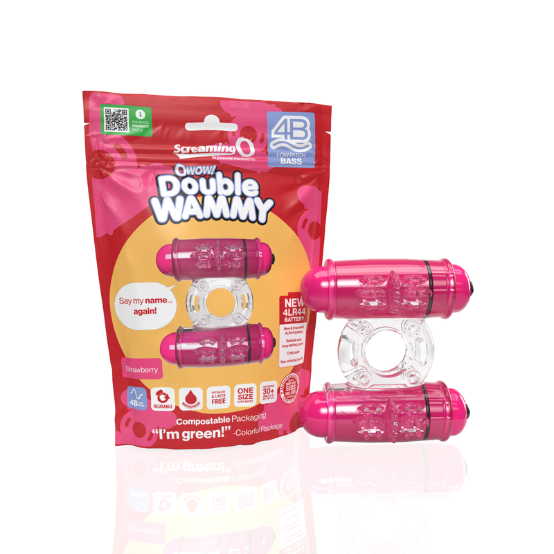 DOUBLE WHAMMY VIBRATING RING STRAWBERRY
