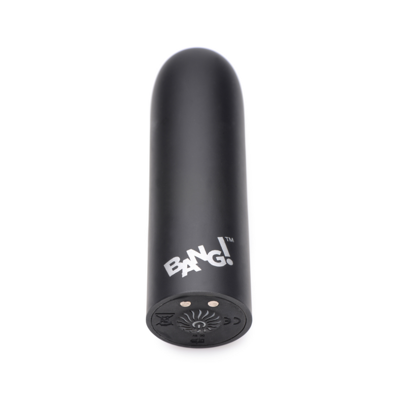 Bang! Mega Bullet vibrator in black: large matte silicone bullet with a button base