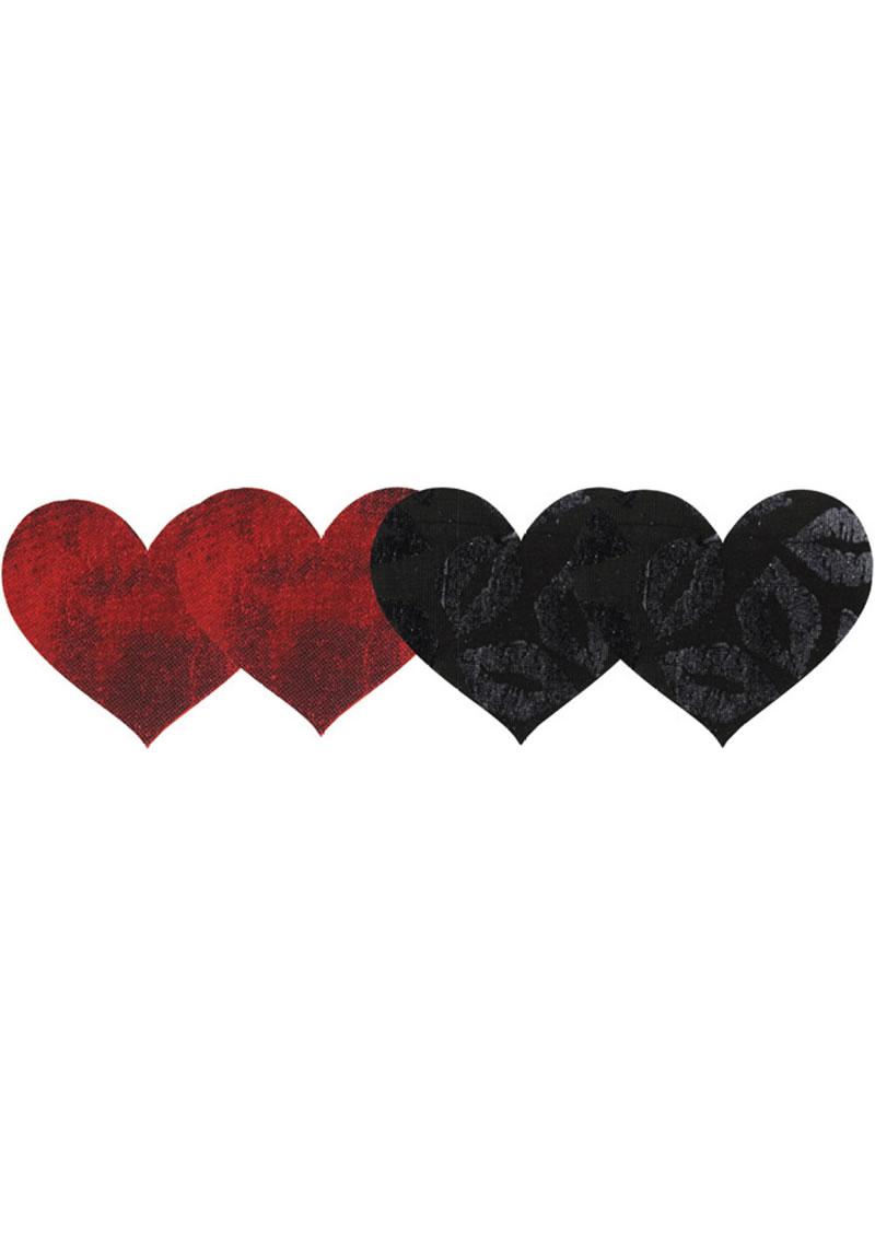 PEEKABOO RED & BLACK HEART PASTIES