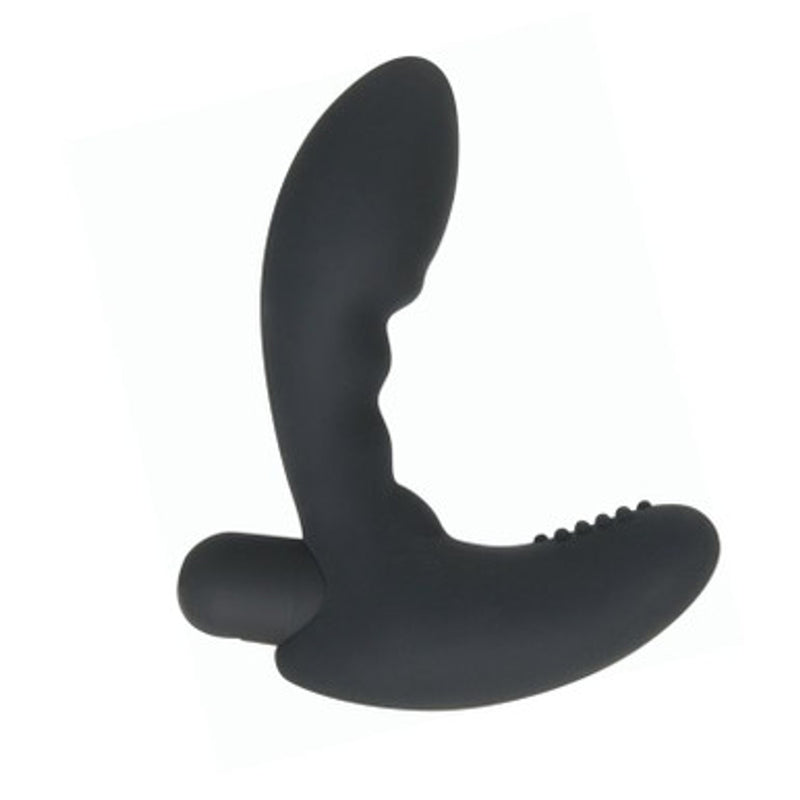 Zero Tolerance Eternal P-Spot Massager: black vibrating prostate massager with a curved shaft and ridged perineum arm