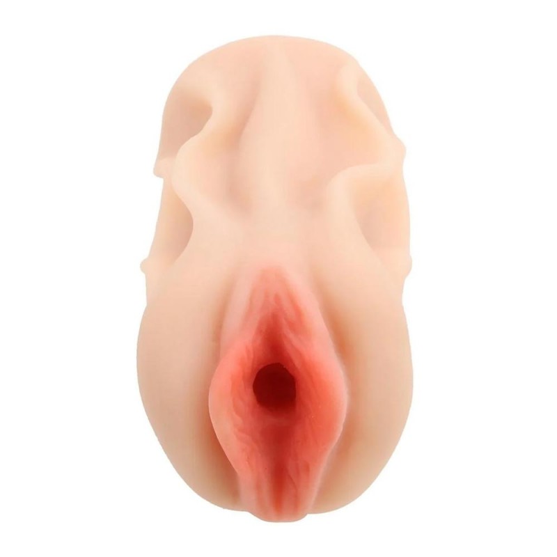 Asa Akira Pussy Stroker: light skin tone realistic vagina stroker with a contoured, ridged body, front view