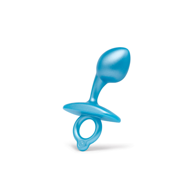 b-Vibe Bulb Plug: light blue silicone prostate plug with a bulb tip, slim neck, flared base and ring pull