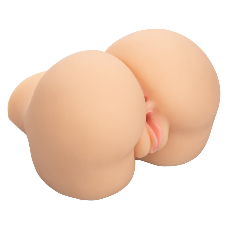 CalExotics Stroke It BBL Booty in ivory: large realistic dual-entry masturbator, angled rear view