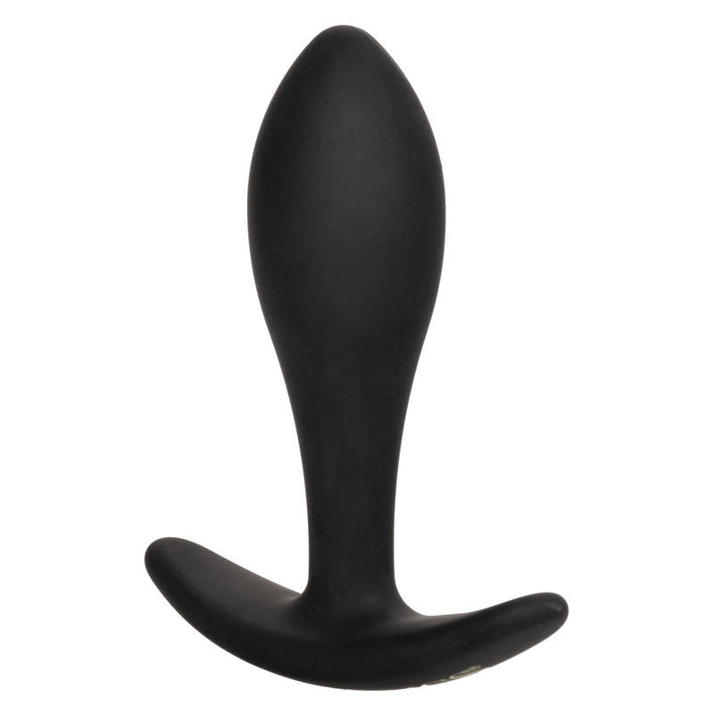 CalExotics Boundless Teardrop Plug: small black silicone anal plug with a teardrop tip and curved pull handle base