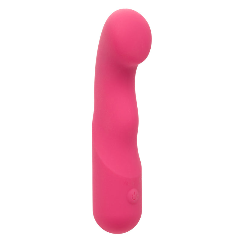 CalExotics Stella Liquid Silicone Pixies Curvy in pink: mini G-spot vibrator with a bulb tip and flexible curved shape