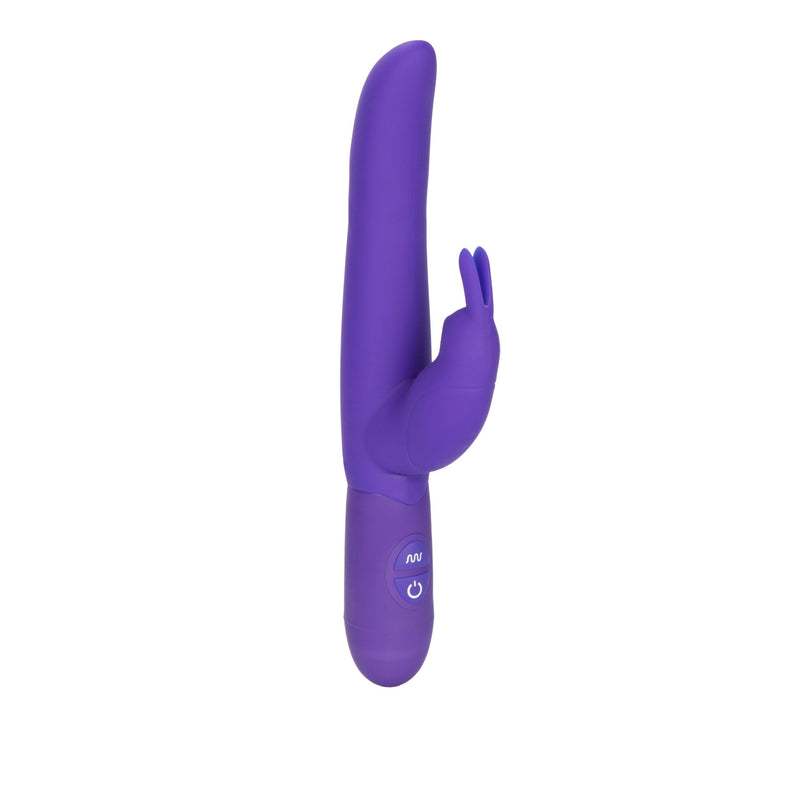 CalExotics Posh 10-Function Bounding Bunny in purple: slim silicone rabbit vibrator with bunny ears and button controls