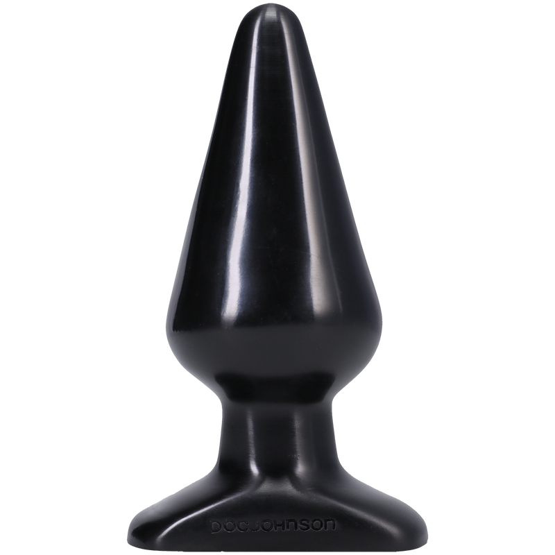 Doc Johnson Classic Butt Plug Large: black tapered anal plug with a flared base, front view