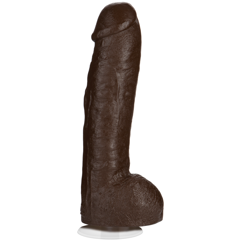 Doc Johnson Signature Cocks Bam 13 in: dark brown Ultraskyn realistic dildo with balls and a suction cup base