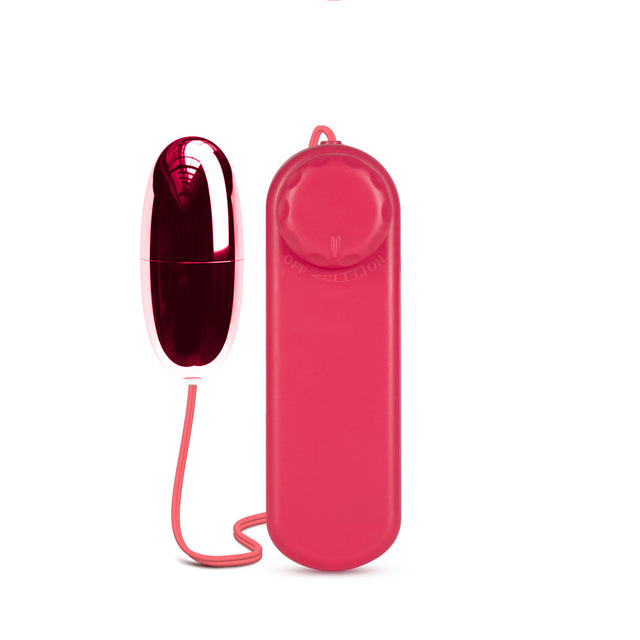 Blush Be Yours Power Bullet in pink: metallic egg bullet vibrator with a corded multi-speed battery controller