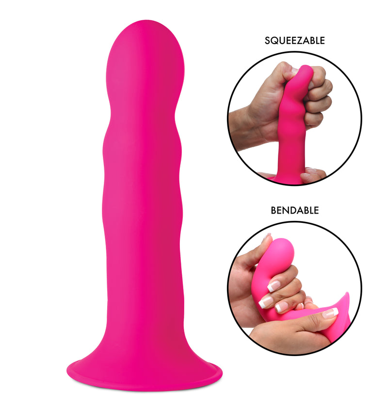 SQUEEZABLE WAVY DILDO PINK 6"