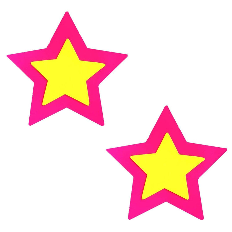 NEVA NUDE DOUBLE STAR PINK & YELLOW PASTIES