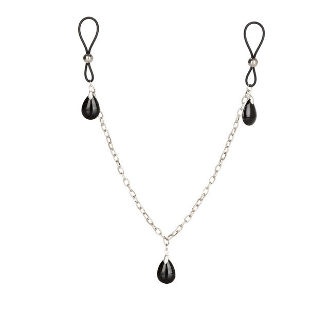 NIPPLE PLAY NON-PIERCING ONYX CHAIN JEWELRY