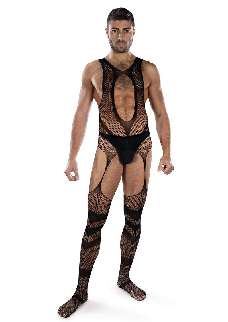 ENVY FISHNET OPEN CROTCH BODYSTOCKING BLACK O/S