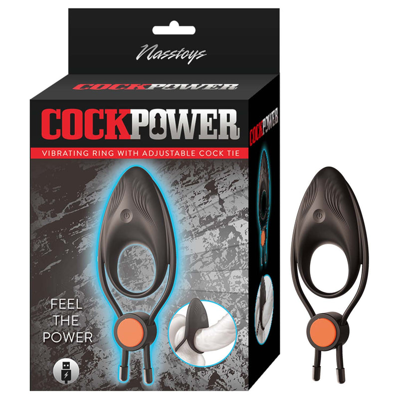 C**KPOWER VIBRATING RING W/ADJUSTABLE C**K TIE BLACK