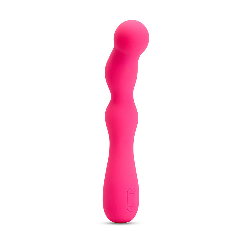 Nu Sensuelle Nubii Siren in pink: wavy silicone G-spot vibrator with a round tip and plus and minus buttons