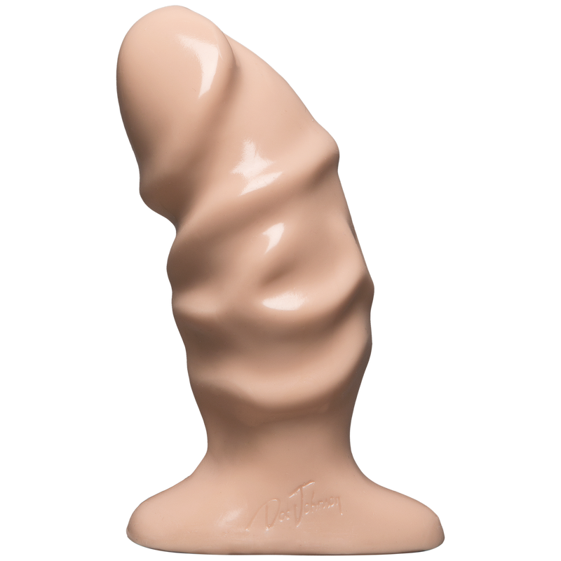 Doc Johnson Raging Hard-Ons plug: twisted, ridged anal plug in a light skin tone with a flared base