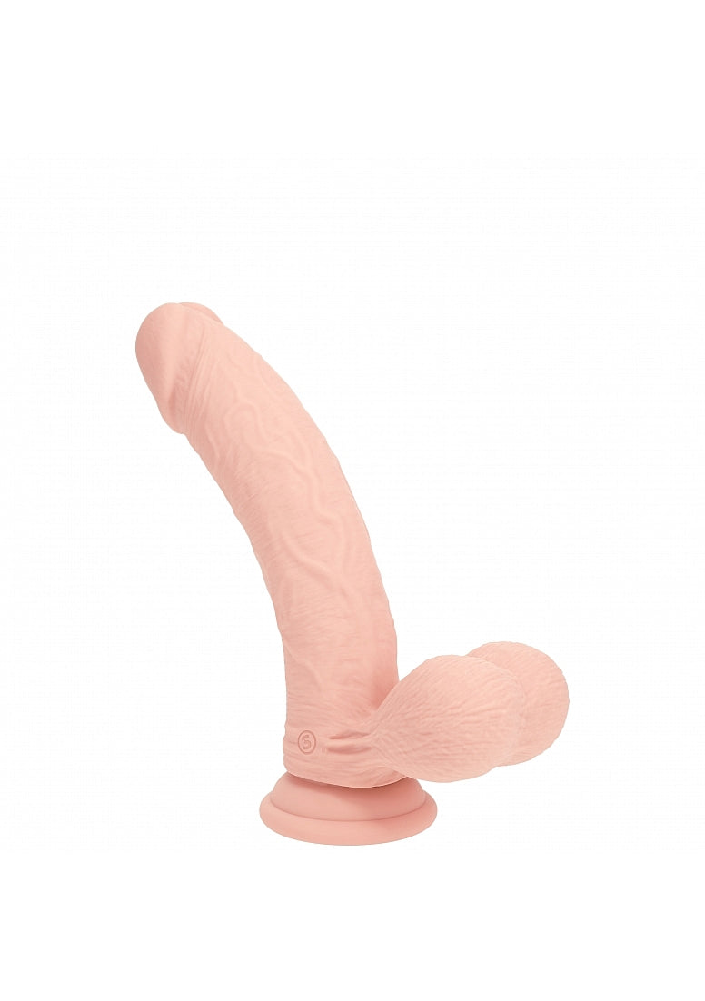 REALROCK CURVED 6" VIBRATING DILDO WITH WEIGHTED BALLS WHITE