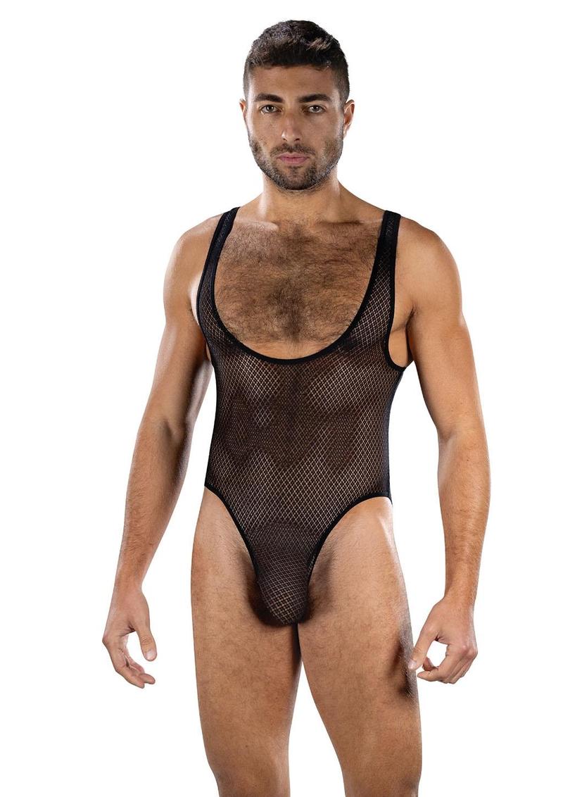 ENVY FIERCE DEEP V MESH BODYSUIT BLACK O/S