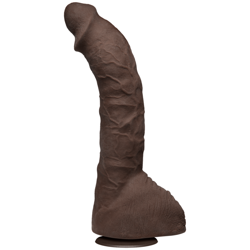 Doc Johnson Signature Cocks Prince Yahshua 10.5 in: dark brown Ultraskyn realistic dildo with balls and suction cup