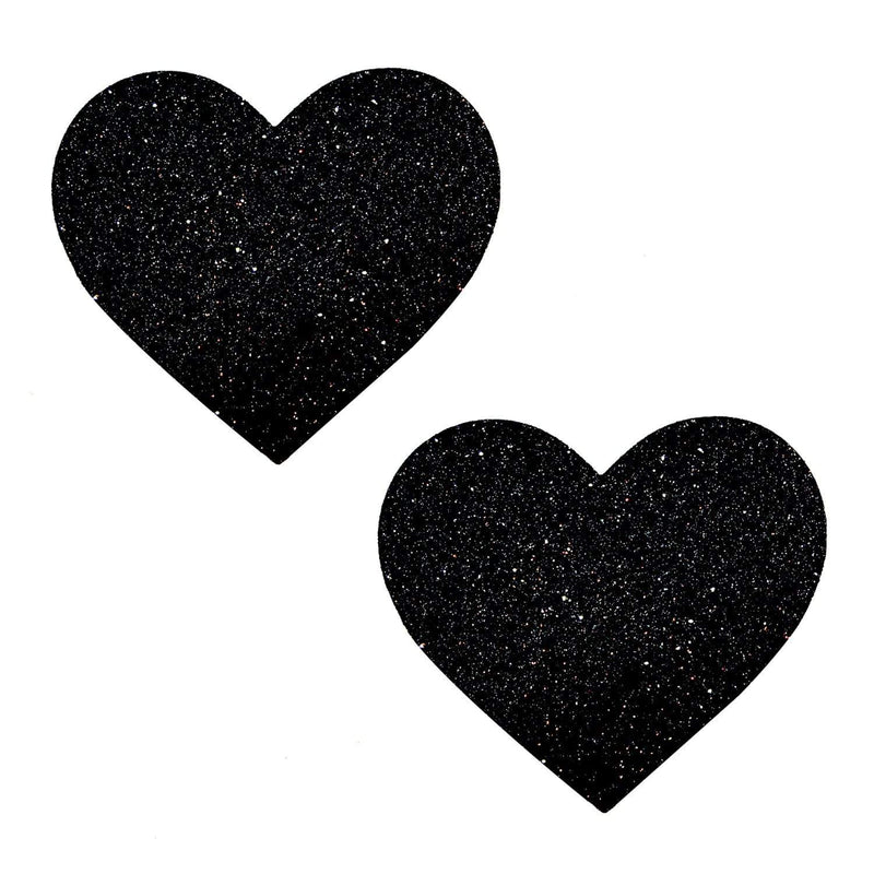 NEVA NUDE BLACK GLITTER HEART PASTIES