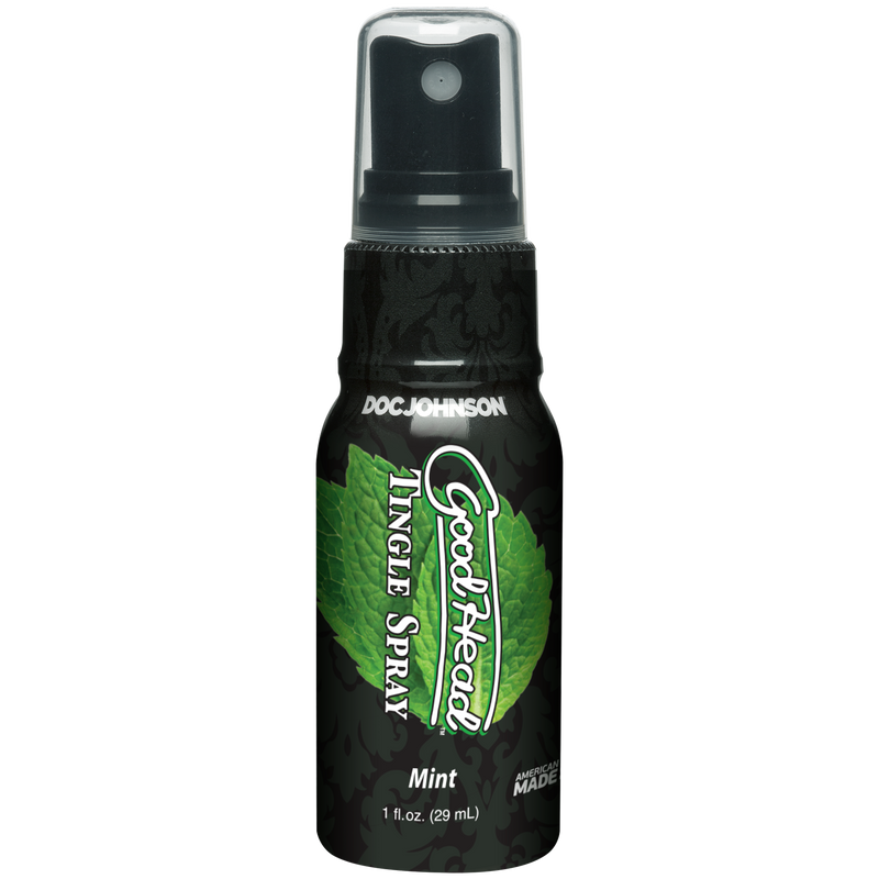 Doc Johnson GoodHead Tingle Spray in Mint: tingling oral sex spray in a 1 fl oz (29 ml) black and green bottle