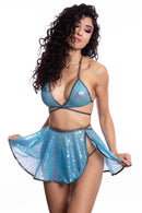 BABY BLUE SEQUIN SKIRT SET O/S
