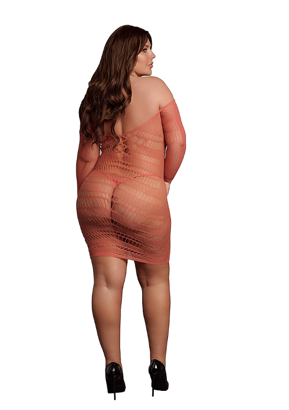 LONG SLEEVE MINI NET DRESS RED P/S