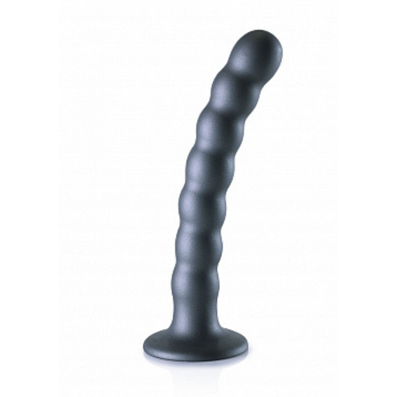 BEADED G SPOT 6.5" DILDO GUNMETAL