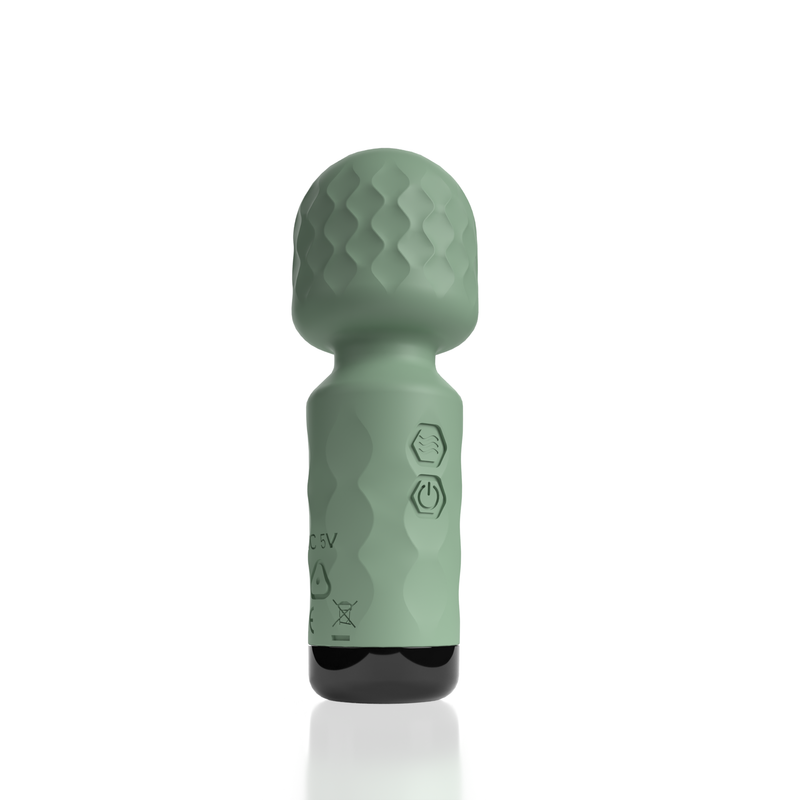 Screaming O Cuties Winny mini wand in green: sage green silicone mini wand vibrator with a textured head