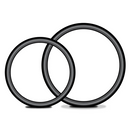 The two black rubber O-rings included for fitting different dildo sizes