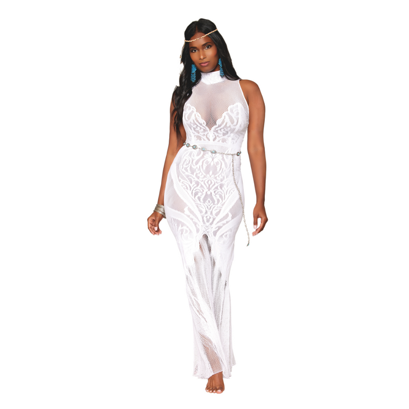 BODYSTOCKING GOWN WHITE O/S