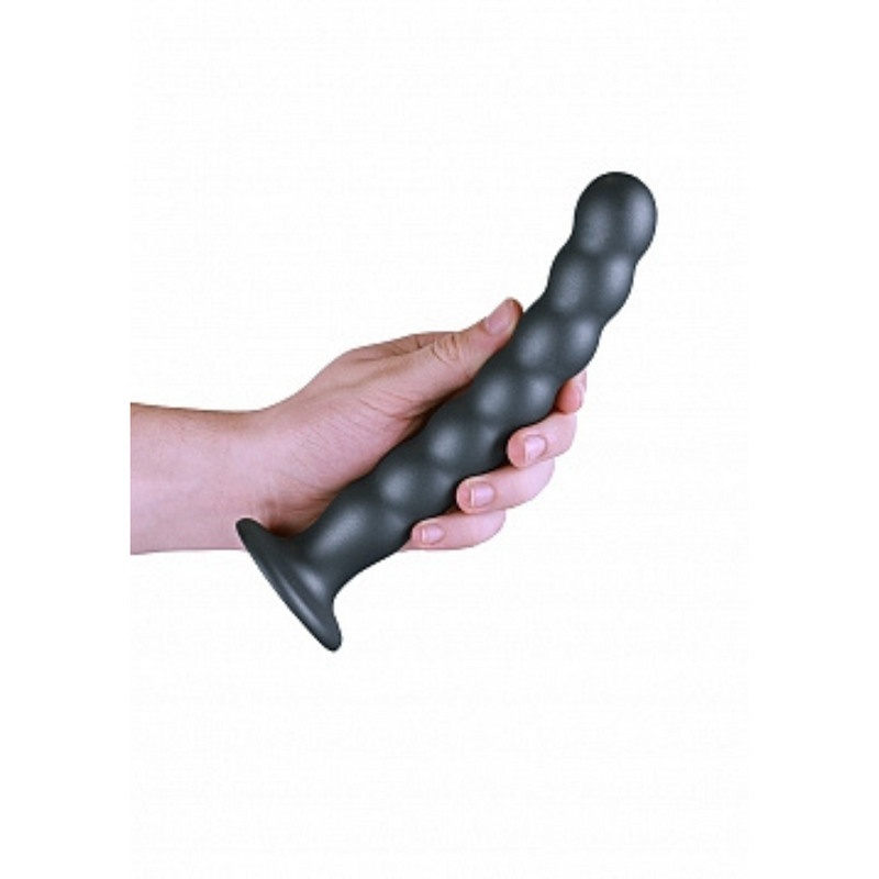 BEADED G SPOT 8" DILDO GUNMETAL