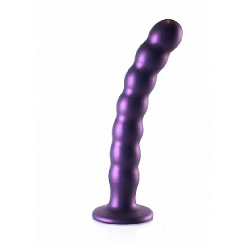 BEADED G SPOT 8" DILDO METALLIC PURPLE