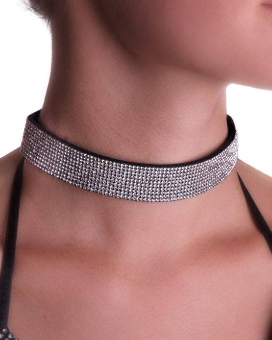 10 ROW RHINESTONE BAND CHOKER