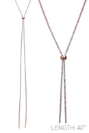 47" LARIAT SLIDE RHINESTONE NECKLACE ROSE GOLD