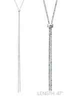 47" LARIAT SLIDE RHINESTONE NECKLACE MULTICOLOR