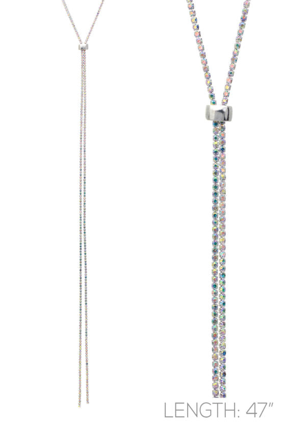 47" LARIAT SLIDE RHINESTONE NECKLACE MULTICOLOR