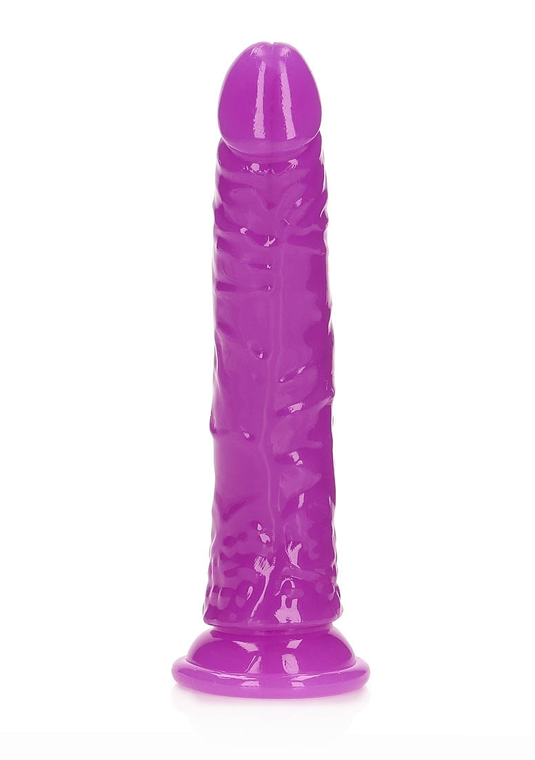 REALROCK GLOW IN THE DARK 7" SLIM DILDO PURPLE