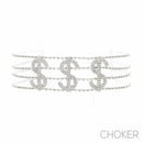 RHINESTONE $$$ CHOKER SILVER