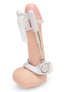 Size Up extender from another angle, showing the head strap and base ring on the display model