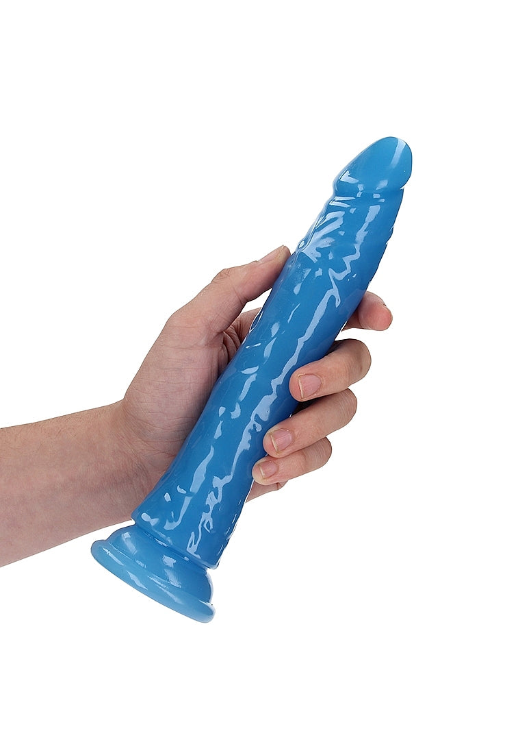 REALROCK GLOW IN THE DARK 9" SLIM DILDO BLUE