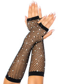 THINESTONE FISHNET ARM WARMER BLACK