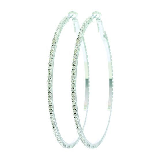 HOOP EARRING POST CLIP 65MM SILVER