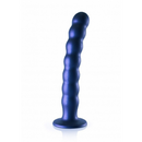 BEADED G SPOT 8" DILDO METALLIC BLUE