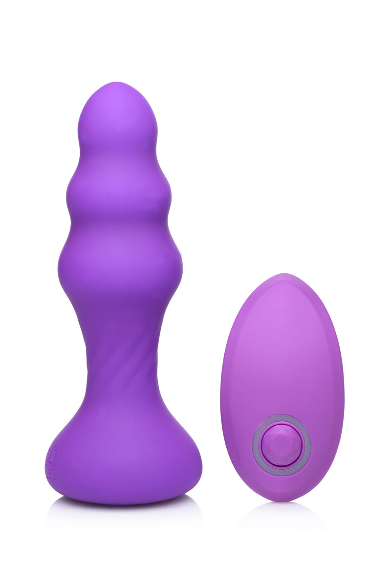 THUMP IT SLIM RIBBED ANAL PLUG PURPLE WITH REMOTE