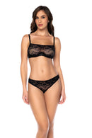 TWO PIECE LACE SET WITH UNDERWIRE BLACK S/M