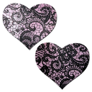 PINK WITH BLACK LACE HEART PASTIES